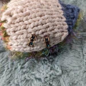 Vintage multi stone hoop earrings for pierced ears